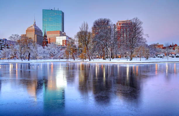 istock Winter reflection in the Boston Public Garden 1073163392