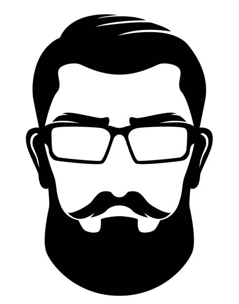 hipster sylwetka profil człowiek clipart - hair clip stock illustrations