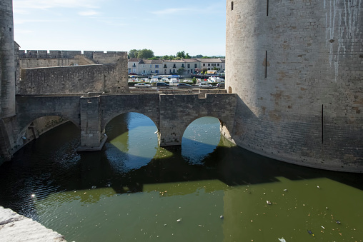 Aigues Mortes/France - August 11 2016: Aigues-Mortes is a French commune in the Gard department in the Languedoc-Roussillon region of southern France.