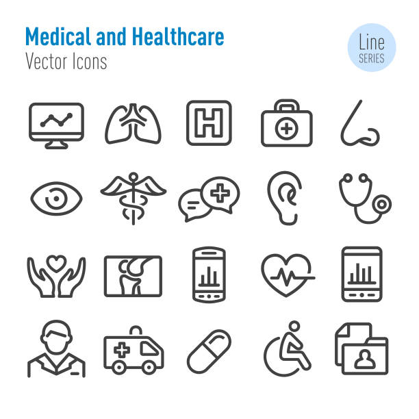 значки медицины и здравоохранения - серия векторных линий - nose job illustrations stock illustrations