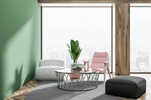 istock Loft green living room with armchairs 1073173340
