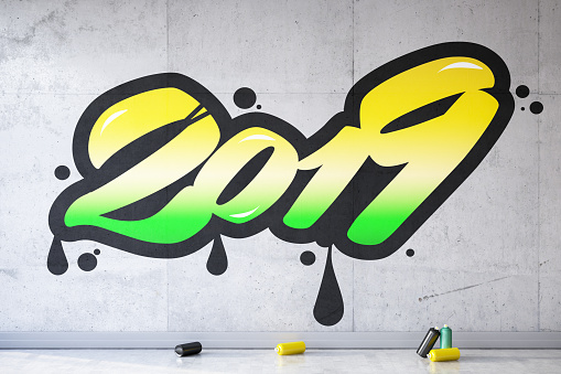 2019 New Year concept with Graffiti