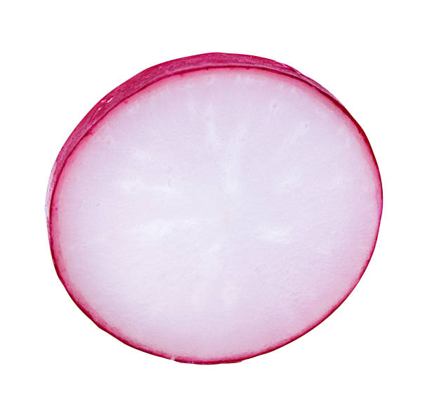 istock Sliced radish isolated on white background with clipping path 1073180584
