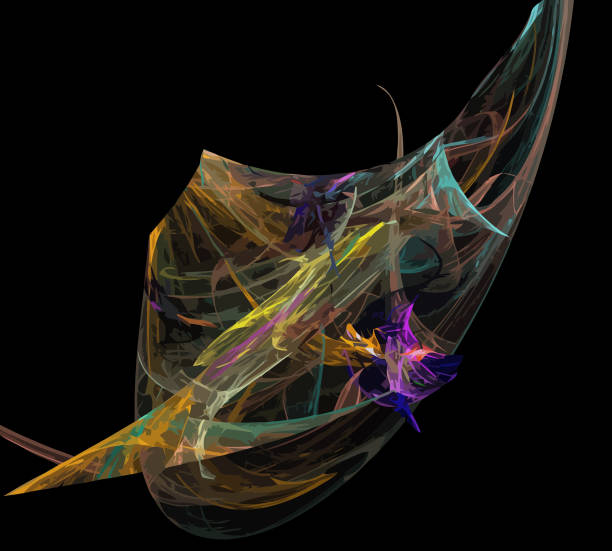 istock image of one Digital Fractal on Black Color 1073180794