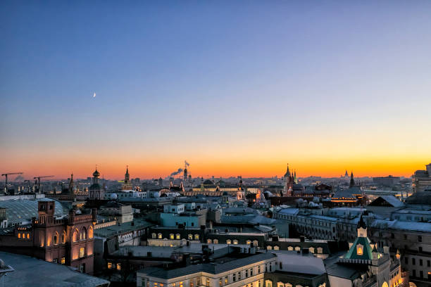 istock Downtown Moscow skyline in sunset 1073180940