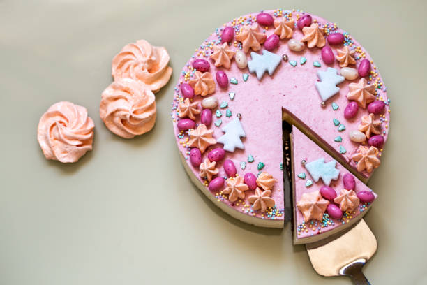 istock homemade cake decorated with edible Christmas trees and sweets 1073181152