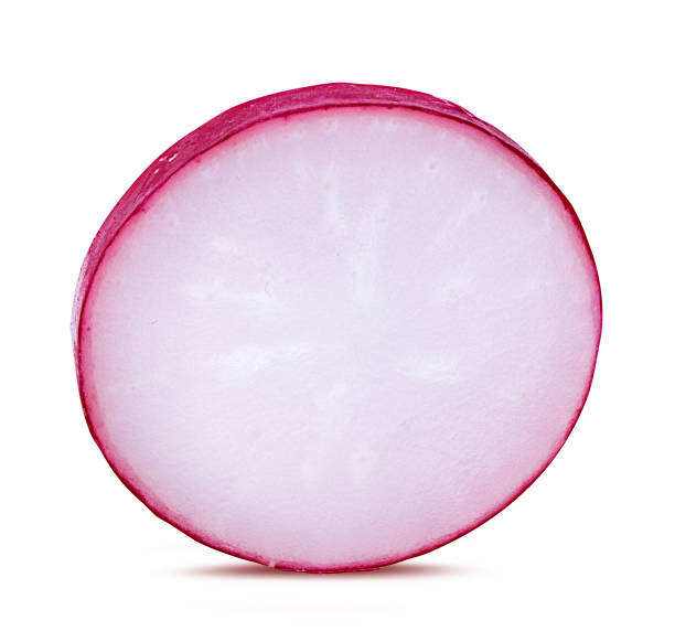 istock Sliced radish isolated on white background with clipping path 1073182226