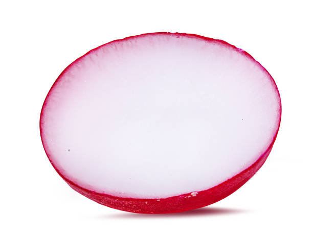 istock Sliced radish isolated on white background with clipping path 1073182760