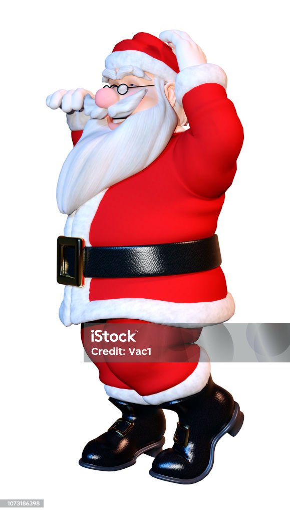 3D-Illustration Santa Ausübung auf weiß - Lizenzfrei Aktiver Senior Stock-Foto