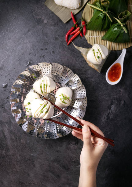 istock Chinese style dumplings with chives 1073186804