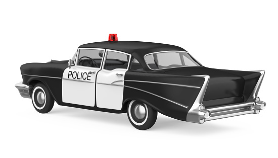 Police Car isolated on white background. 3D render