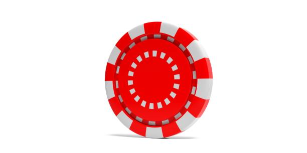 istock Red color poker chip isolated on white background. 3d illustration 1073189280