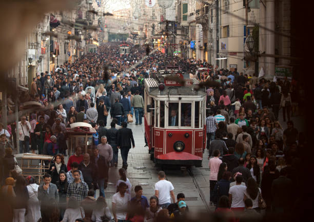 beyoğlu tramway stock photo