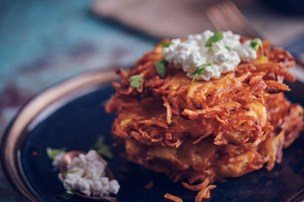 istock Delicious Rosti Potato Pancake with Cottage Cheese 1073191540
