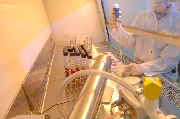 istock Modern Food Laboratory Scientist Conducts Experiments by Synthesising Compounds with use of Dropper in a Test Tube. 1073194980