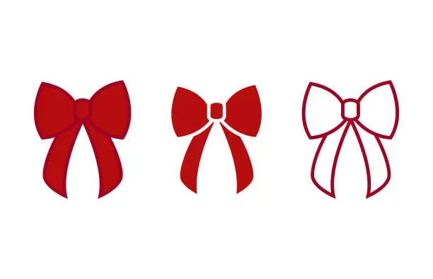 Vector illustration of Bow - vector icons. Red bows. Christmas bows - flat vector illustration isolated