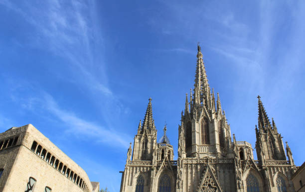 istock Barcelona Cathedral and a blue sky 1073215330