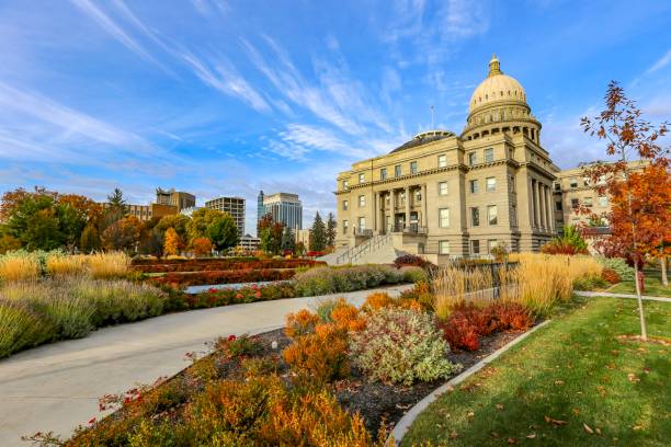 Idaho State Capitol building in downtown Boise, Idaho stock photo