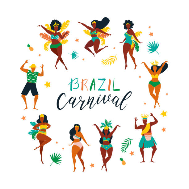 ilustraciones, imágenes clip art, dibujos animados e iconos de stock de carnaval de brasil - samba dancing