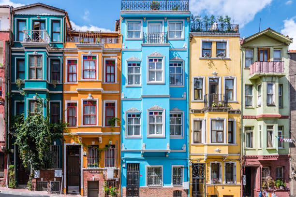 Balat colorful houses Balat is the traditional Jewish quarter in the Fatih district of Istanbul turkish culture photos stock pictures, royalty-free photos & images