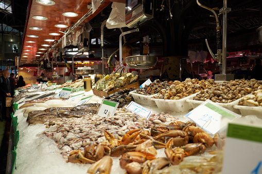 seafood on the market in Barcelona