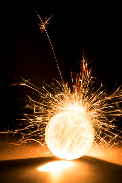 istock Burning sparkler behind a glass ball. 1073246602