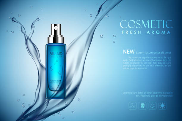 butelka wektorowa świeży aromat kosmetyczny - cosmetics moisturizer bottle beauty stock illustrations