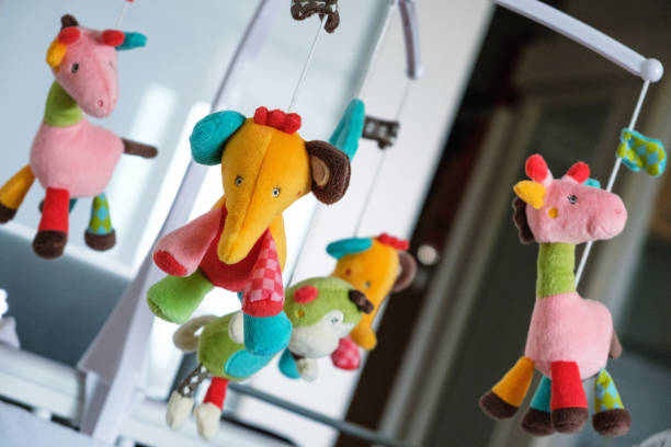 istock Carousel of children's soft colored toys. 1073258326