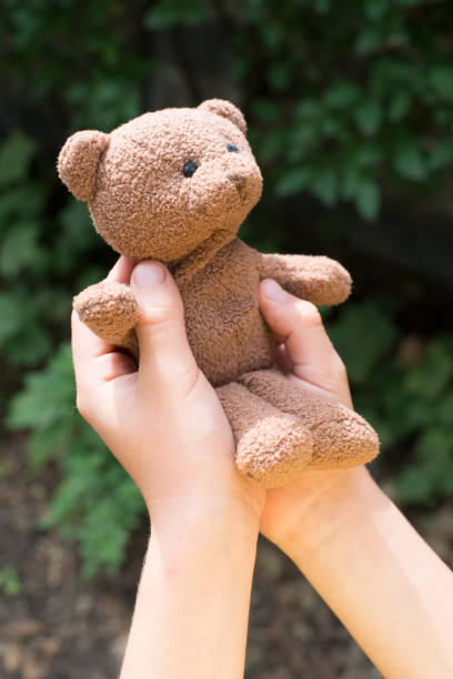 istock Child hold teddy in the hands 1073280786