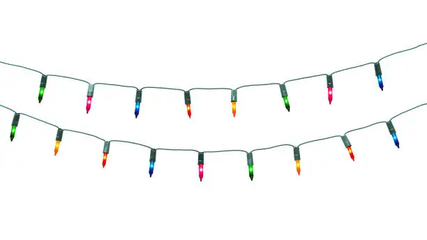 Photo of String of christmas lights isolated on white background With clipping path