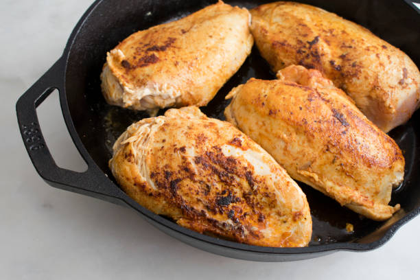 istock Browned Chicken Breasts in a Cast Iron Pan 1073297016