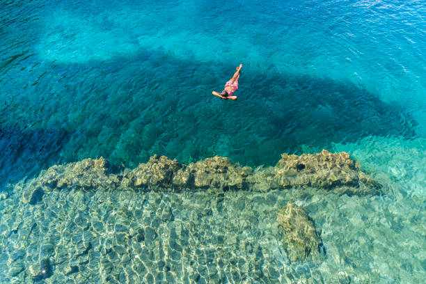 istock Woman is lying on the sea bed. 1073303336