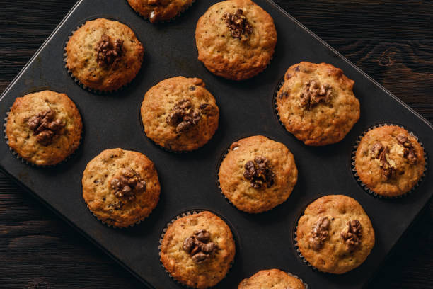 istock Homemade walnut and cranberry muffins. 1073310070
