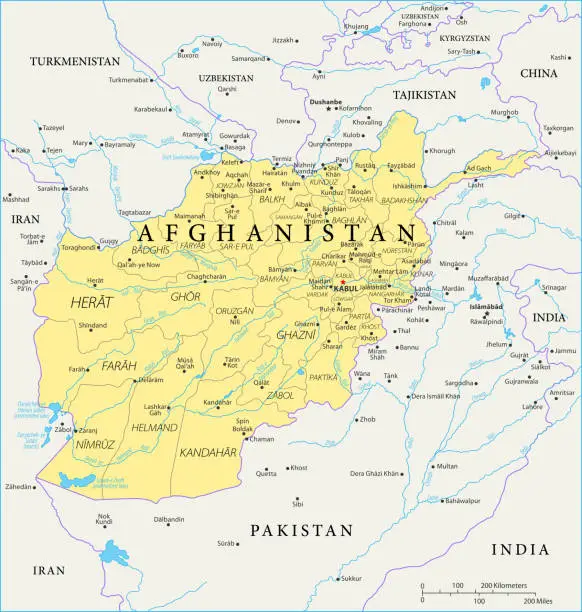 Vector illustration of Map of Afghanistan - Vector