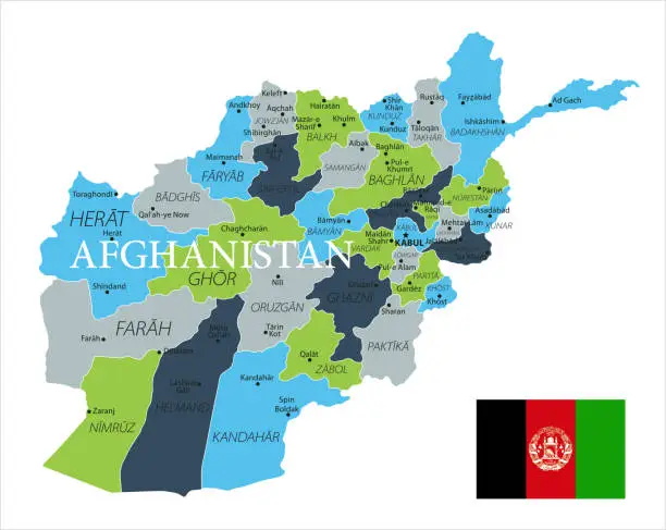 Vector illustration of Map of Afghanistan - Vector