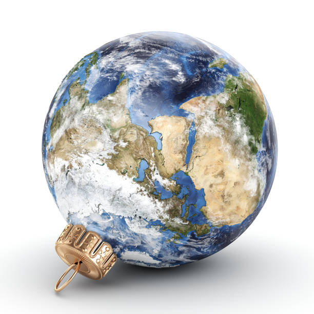 istock 3D rendering Christmas ball Planet Earth 1073320326