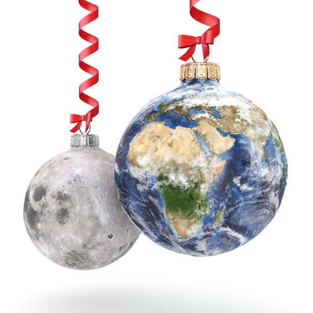istock 3D rendering Christmas ball Planet Earth and Moon 1073322260