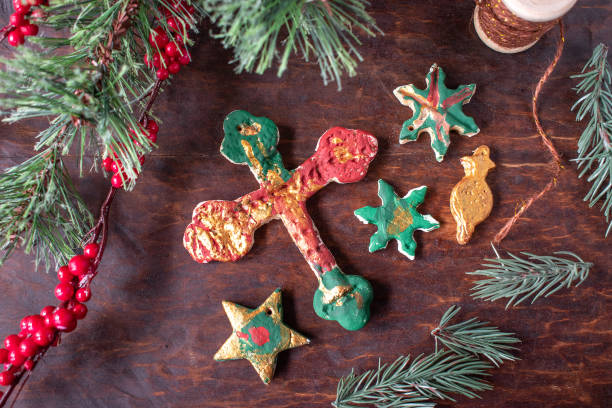 istock hand painted Christmas salt dough ornaments 1073337778
