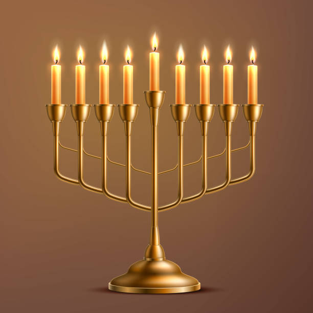 ilustrações, clipart, desenhos animados e ícones de menorá de chanucá feriado judaico do vetor - menorah