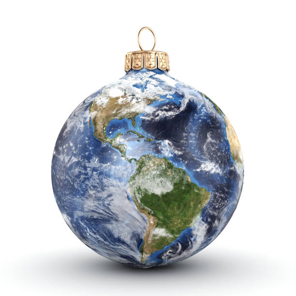 istock 3D rendering Christmas ball Planet Earth 1073351644