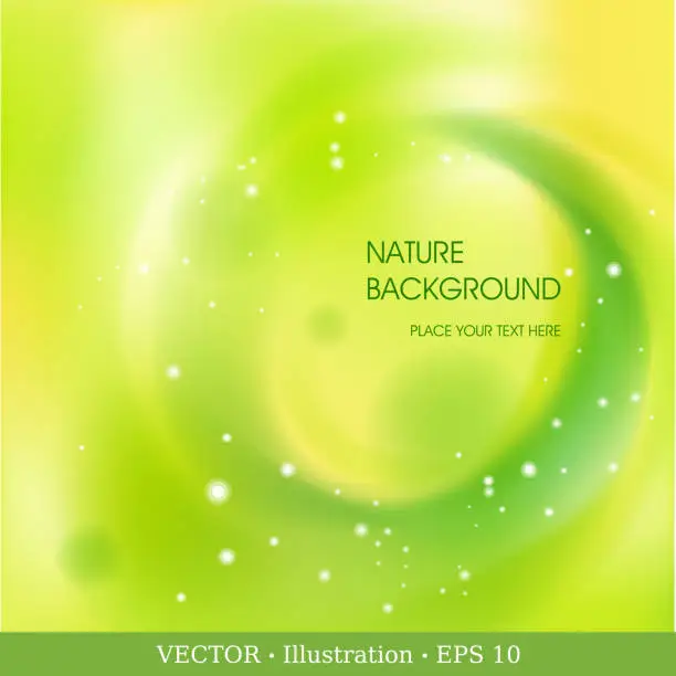 Vector illustration of Abstract vector background with blurred futuristic green circle and shiny effects