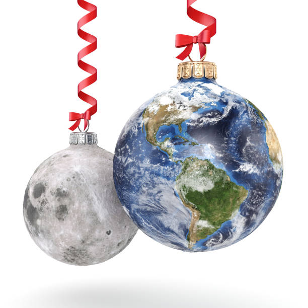 istock 3D rendering Christmas ball Planet Earth and Moon 1073354122