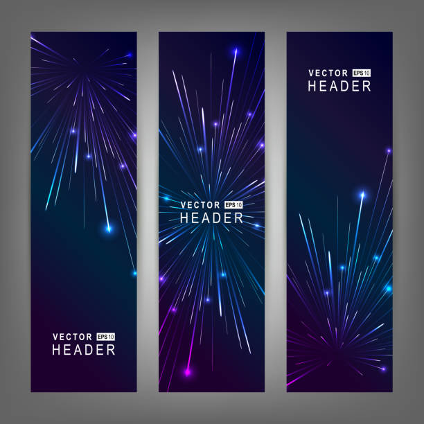 Colorful Firework. Website header or banner set. Fully editable. Vector illustration Firework - Explosive Material, Firework Display, Celebration Event, Banner - Sign anniversary background stock illustrations