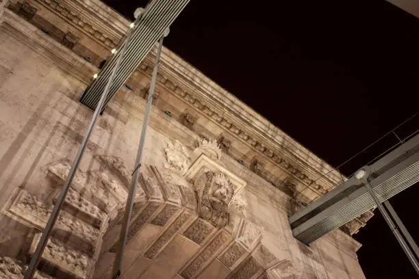 Archways of the Chain Bridge in Budapest