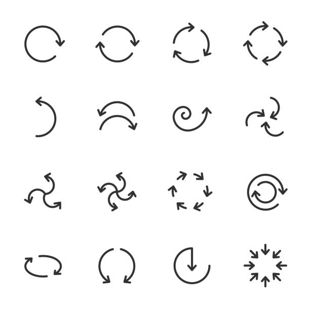 kreisförmige pfeile, icon-set.  linie mit editierbaren schlaganfall - erfrischung stock-grafiken, -clipart, -cartoons und -symbole