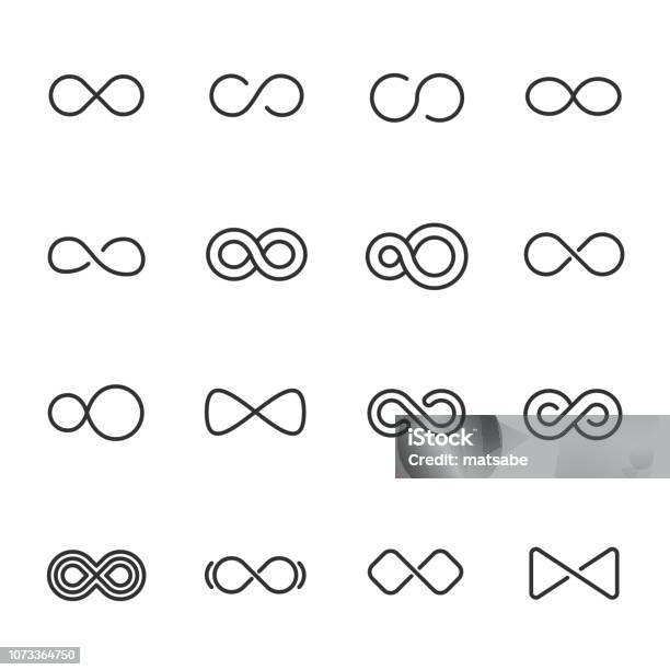 Infinity Icon Set Different Shapes Linear Icons Line With Editable Stroke Stock Illustration - Download Image Now