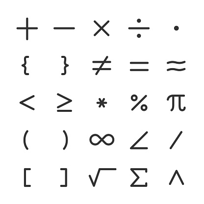math symbols, icon set. mathematical calculations. editable stroke