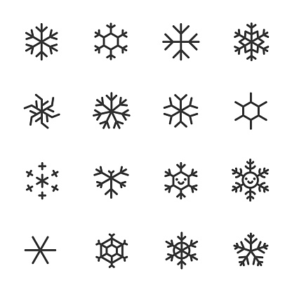 Ilustración de Copos De Nieve Conjunto De Iconos Diversas Formas Iconos  Lineales Línea Con El Movimiento Editable y más Vectores Libres de Derechos  de Copo de nieve - iStock