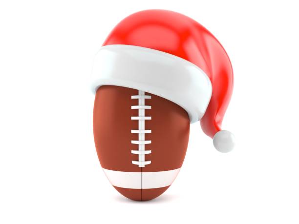 istock Rugby ball with santa hat 1073371682