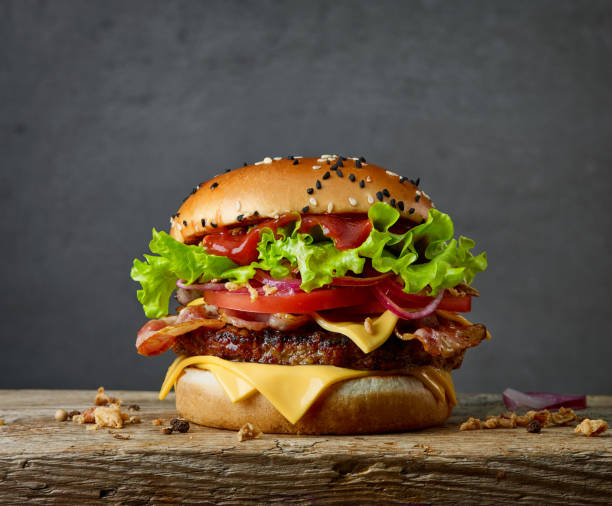 新鮮なおいしいハンバーガー - burger gourmet hamburger steak ストックフォトと画像